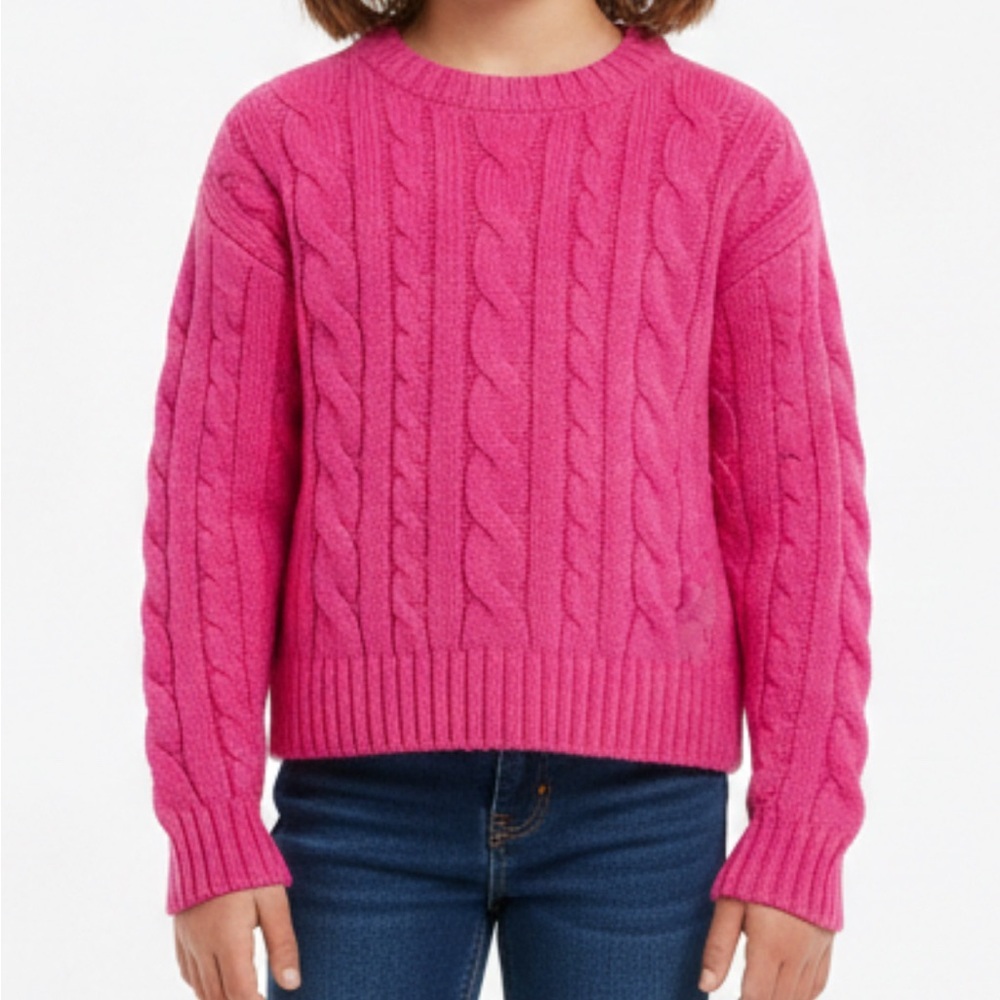 Wonder Nation Bright Pink Cable Knit Sweater